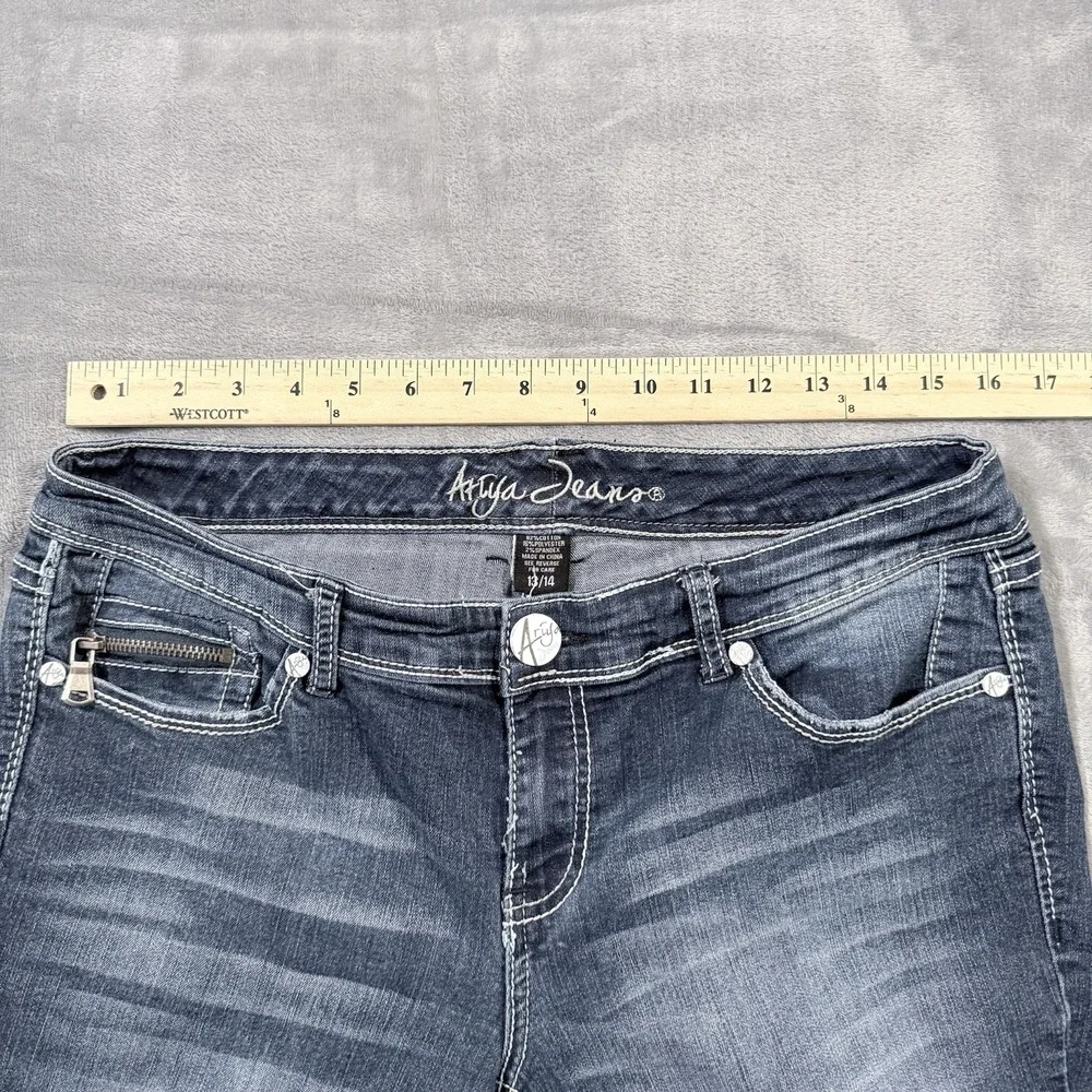 Ariya Whitney Crop Capri Jeans 13/14 Thick Stitch Blue Denim 31164R Y2K